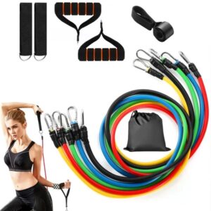 11Pcs Resistance Bands Set Fitness Workout Tubes Exercise Tube Bands Up
